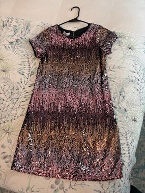 Bonnie Jean Pink to Purple Sequin Party Dress